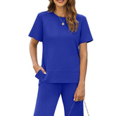 Sexy Women's Round Neck Loose Pullover Short-sleeved Top